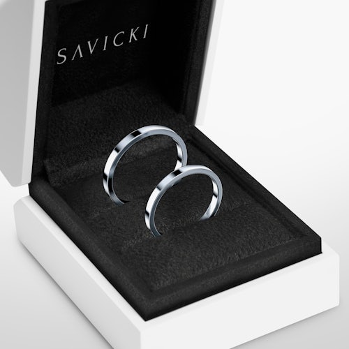 Obrączki ślubne: białe złoto, płaskie, 2 mm